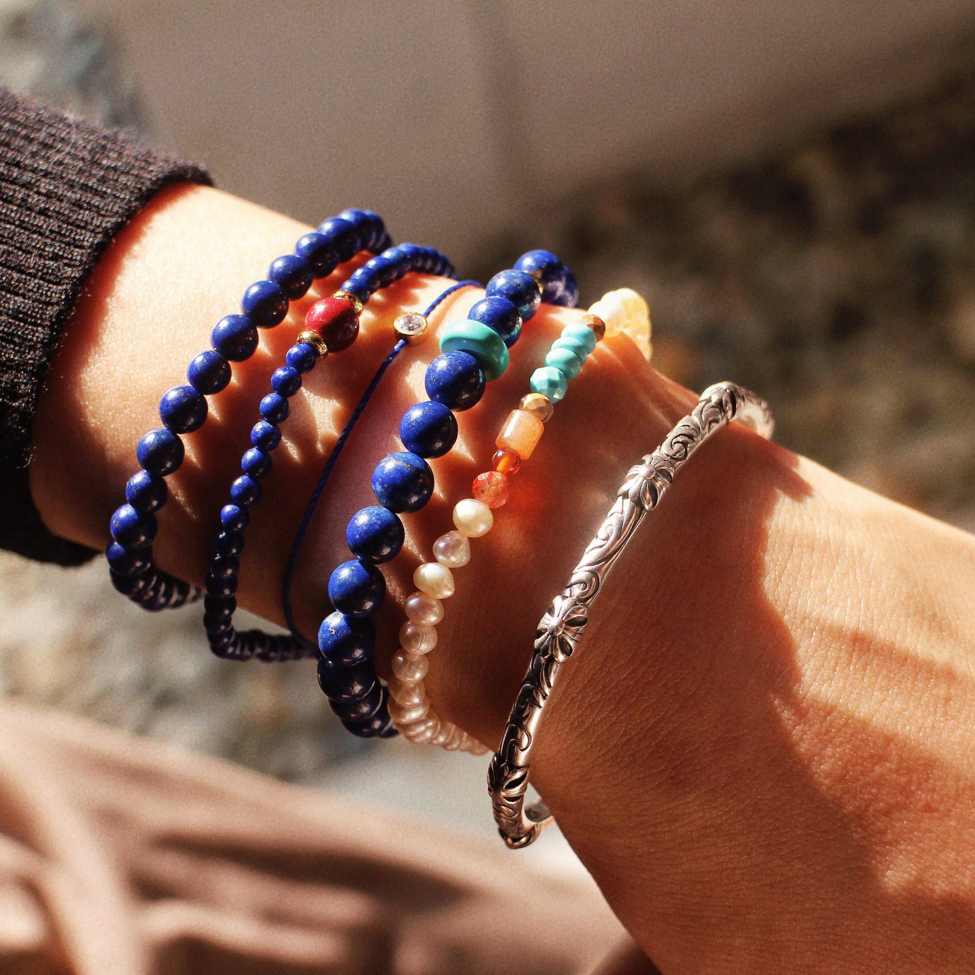 Fine Lapis Lazuli bracelet for Self-awareness - Wander + Pray