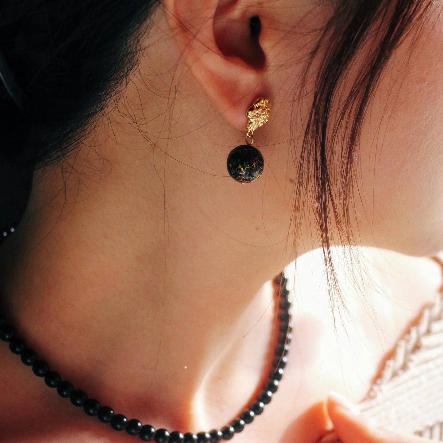 Chinoiserie Lacquer Artisan earring - Wander + Pray