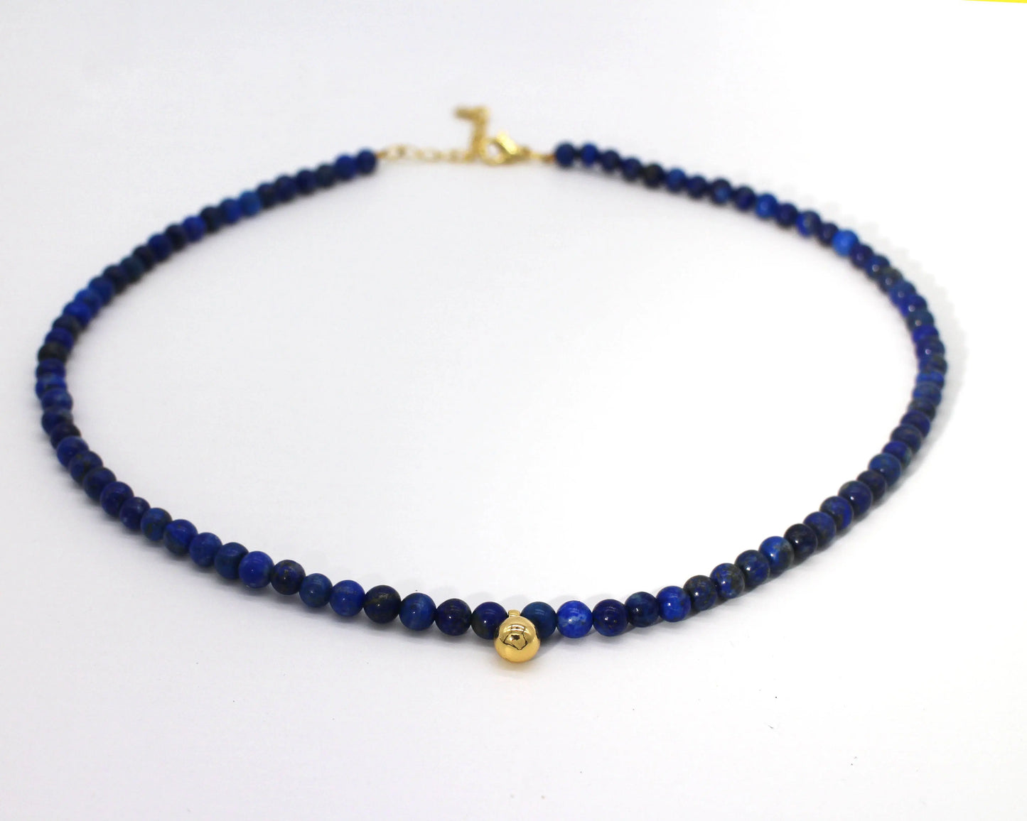 lapis lazuli + Gold bead necklace - Wander + Pray