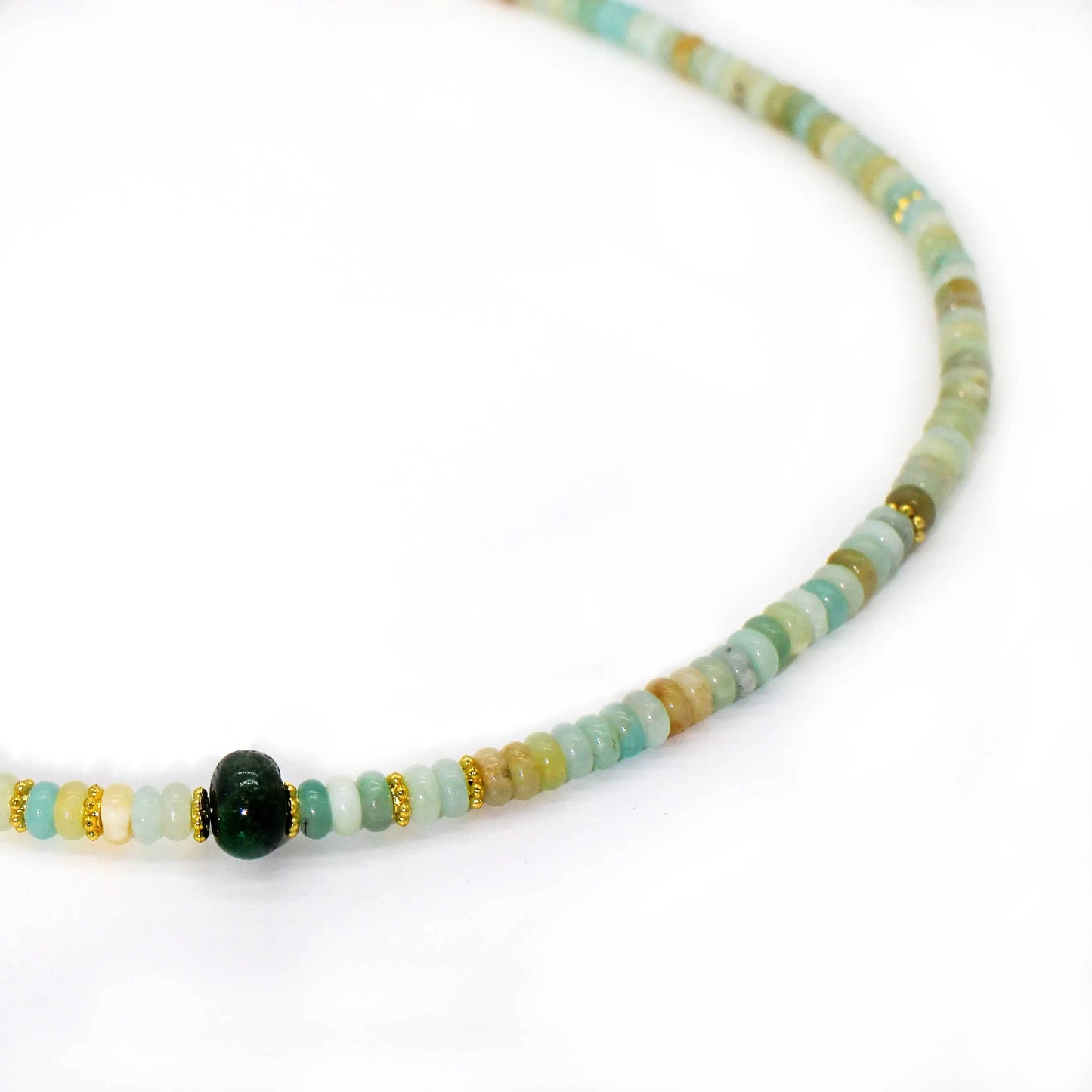 Jade + Amazonite beaded necklace for Manifestation - Wander + Pray