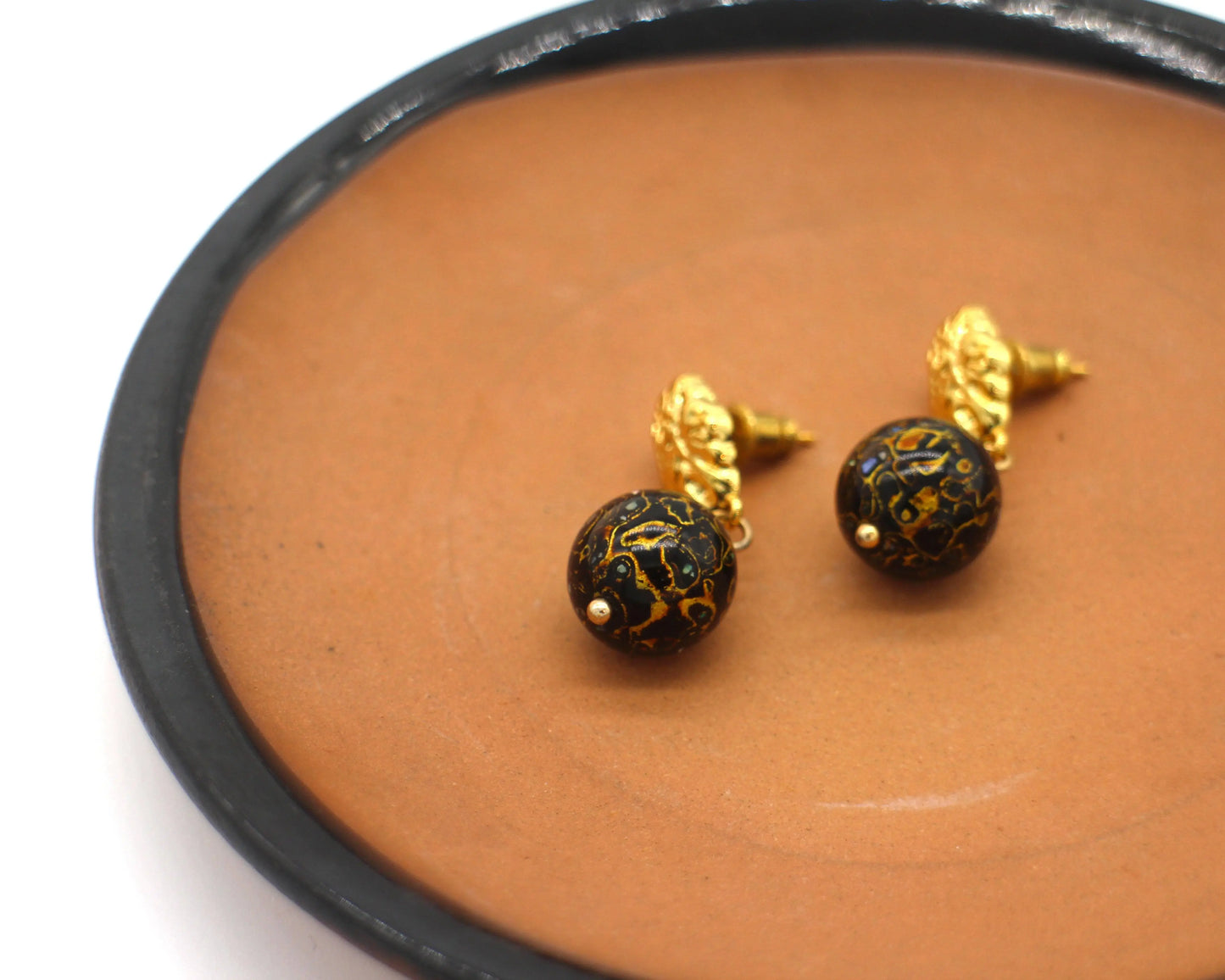 Chinoiserie Lacquer Artisan earring - Wander + Pray