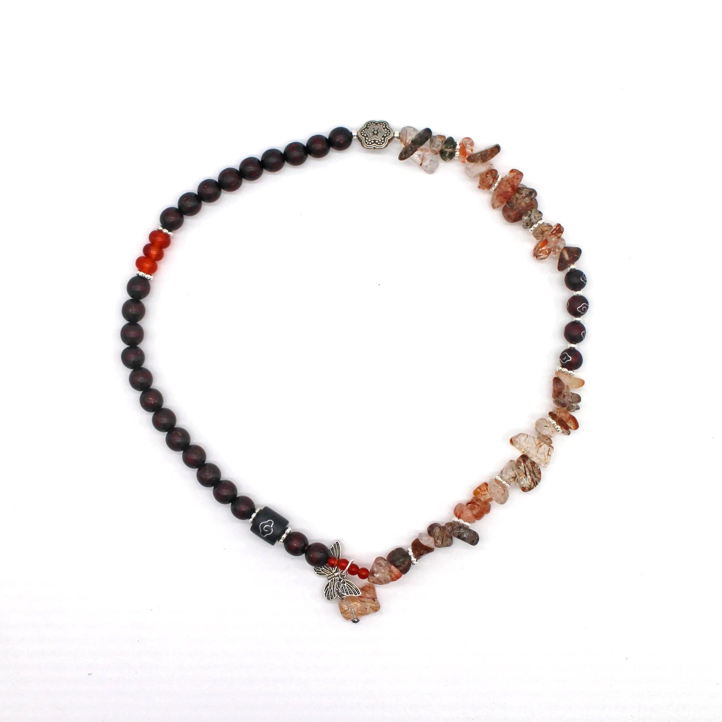 Sandalwood Bead and Black Gold Super Seven Bracelet - Wander + Pray