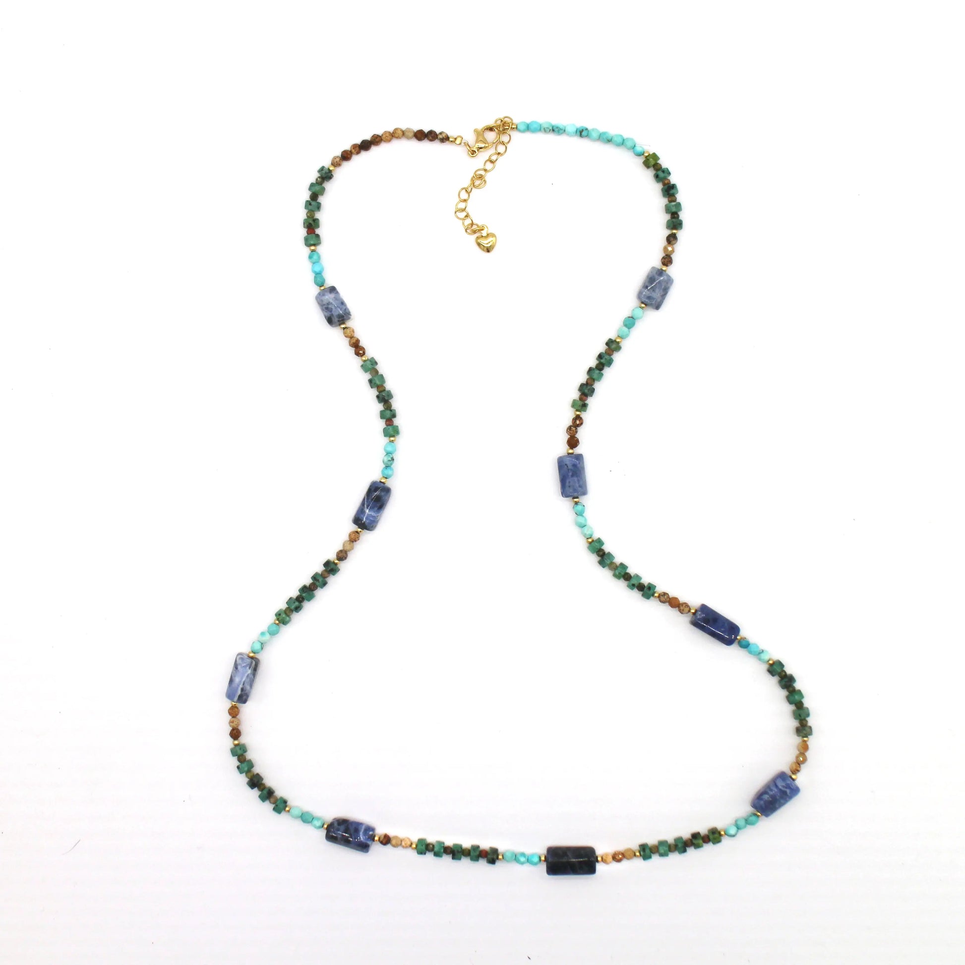 Turquoise and Sodalite beaded necklace - Wander + Pray