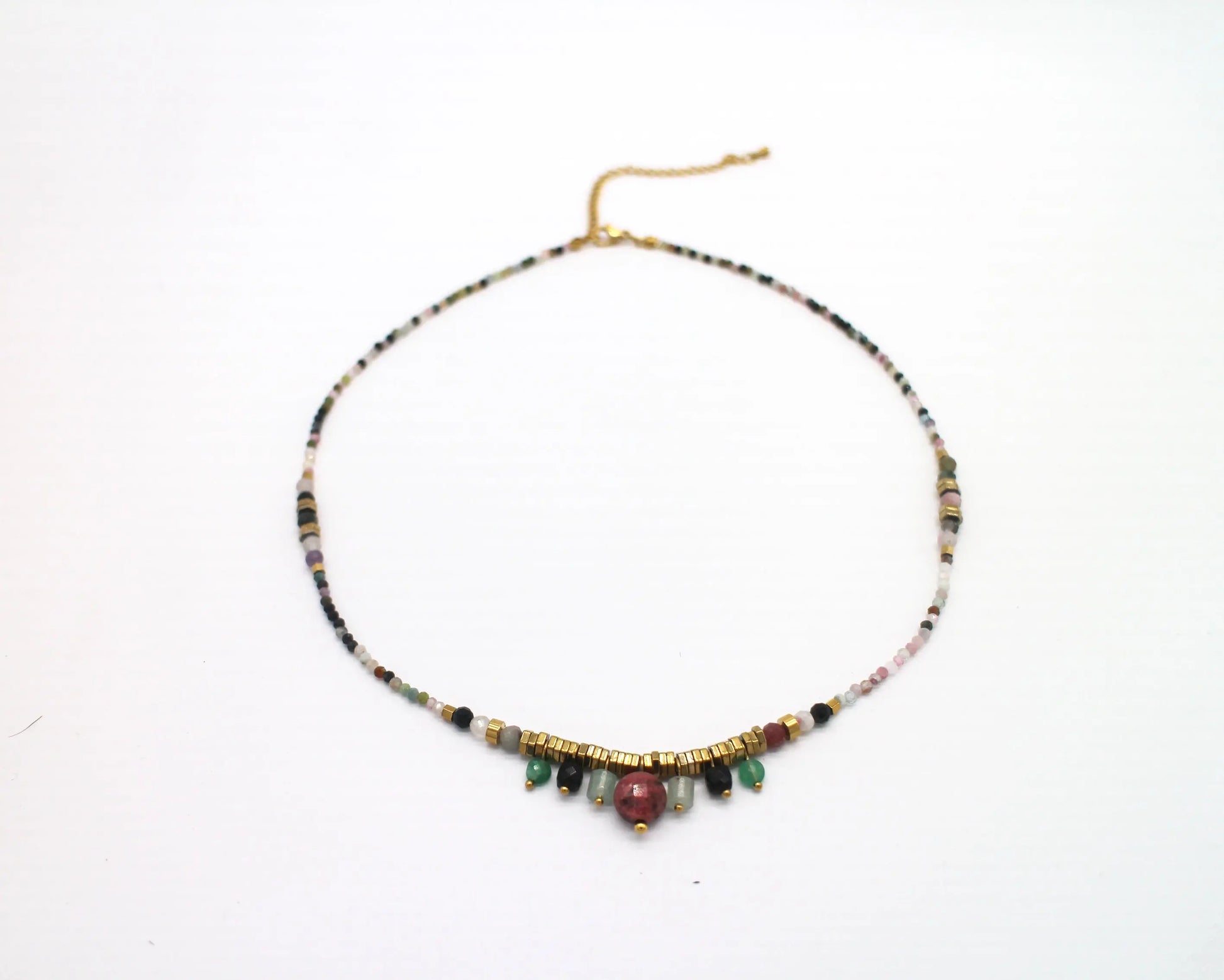 Yogis Beaded Necklace with Dangled stones - Wander + Pray