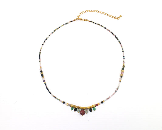 Yogis Beaded Necklace with Dangled stones - Wander + Pray