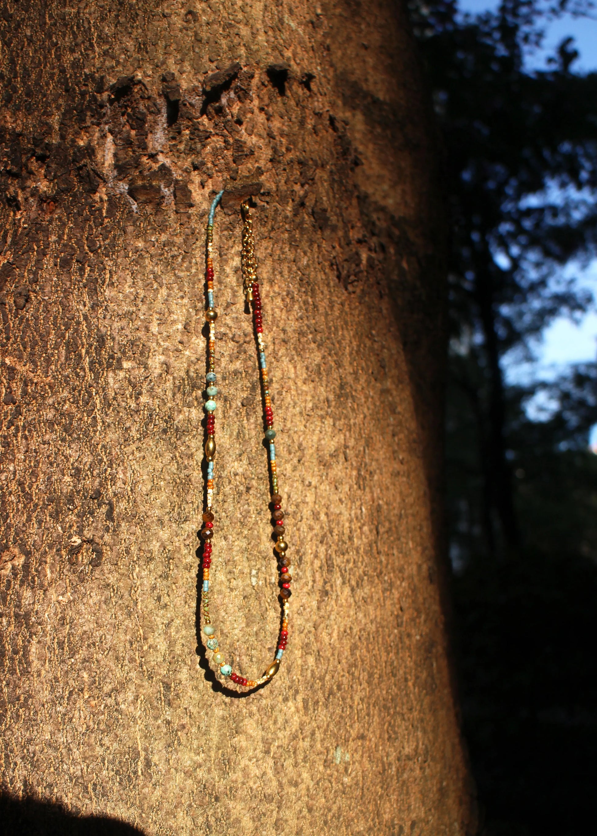 Turquoise Mix beaded necklace Wander + Pray