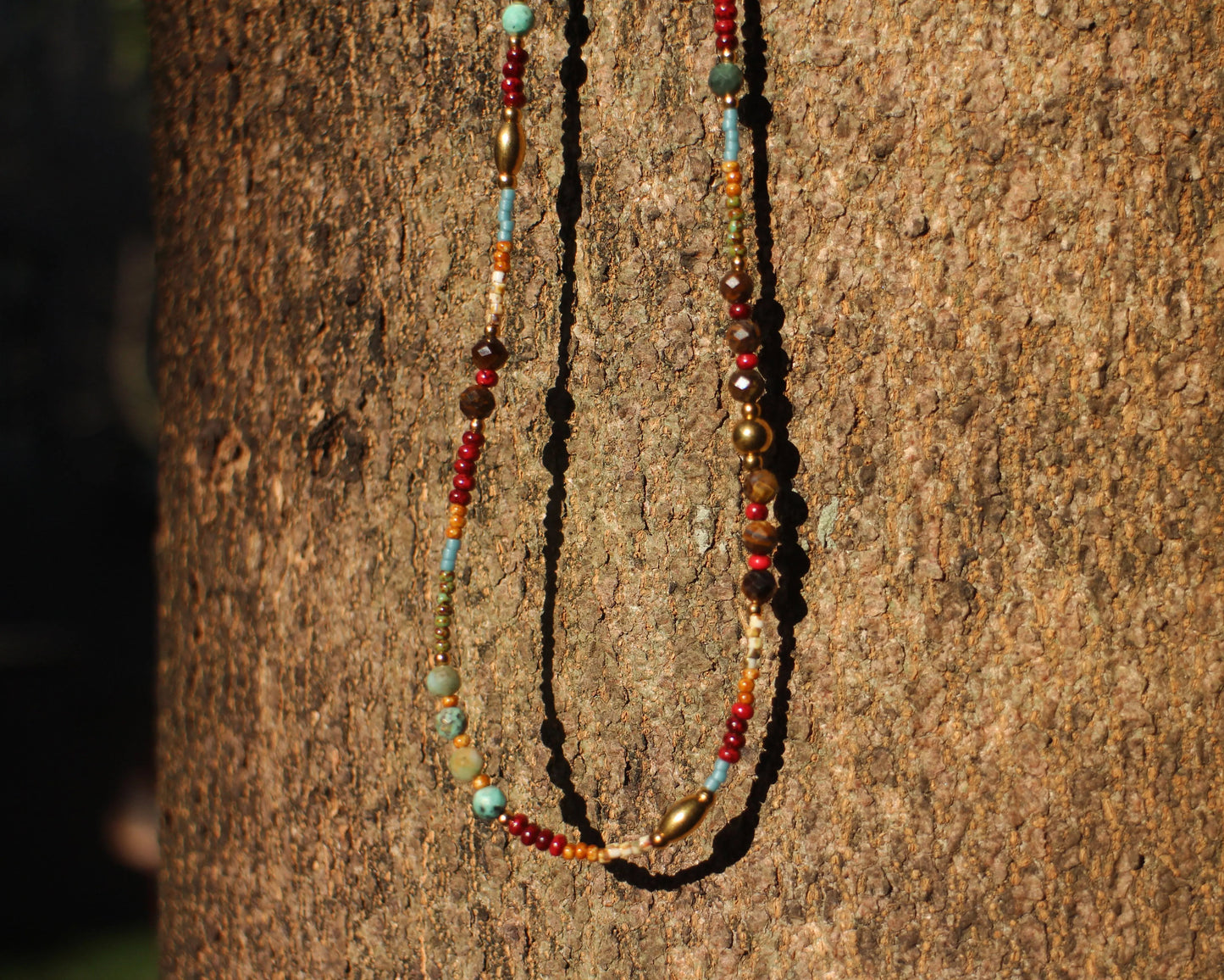 Turquoise Mix beaded necklace Wander + Pray