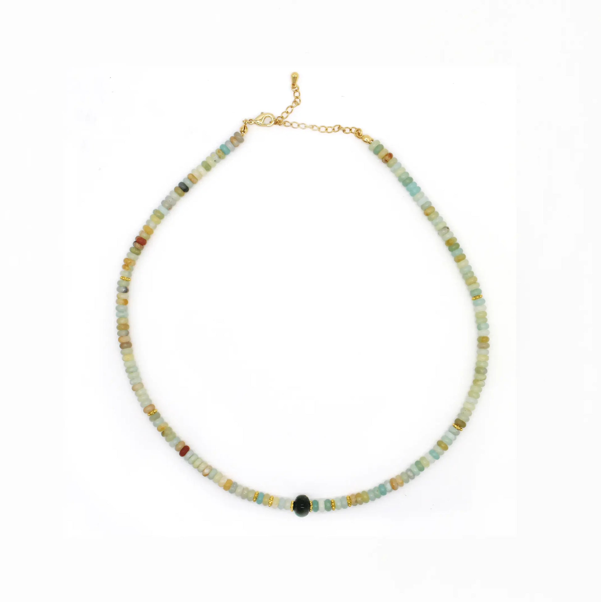 Jade + Amazonite beaded necklace for Manifestation - Wander + Pray