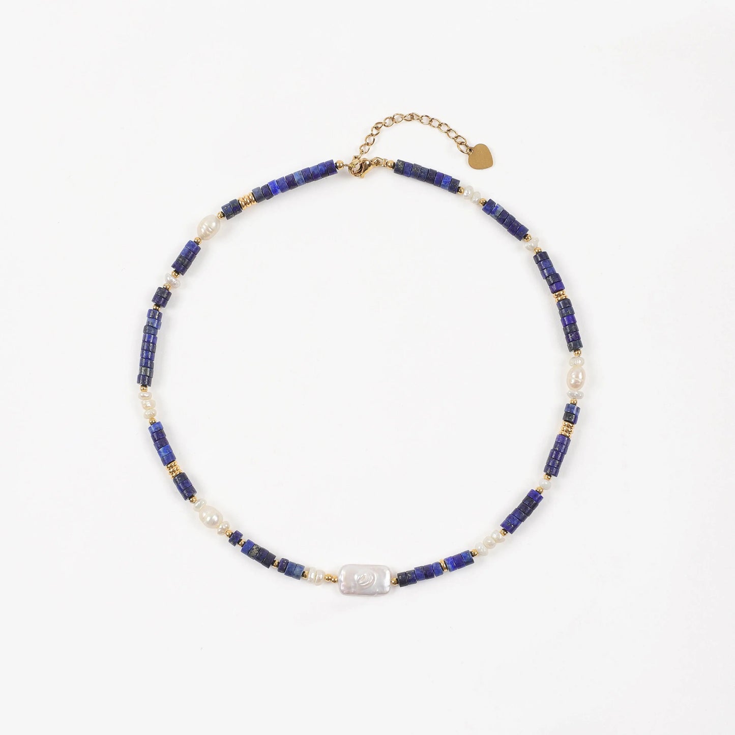 lapis lazuli bead & Baroque pearl necklace - Wander + Pray