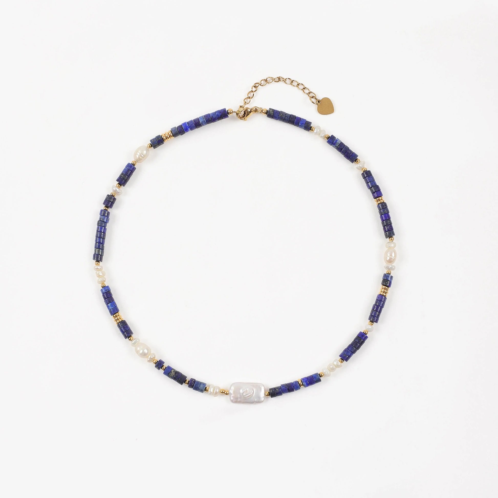 lapis lazuli bead & Baroque pearl necklace - Wander + Pray