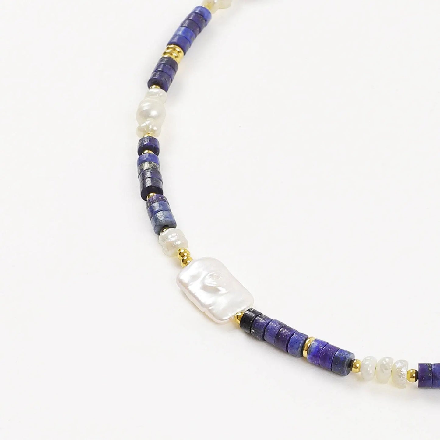 lapis lazuli bead & Baroque pearl necklace - Wander + Pray