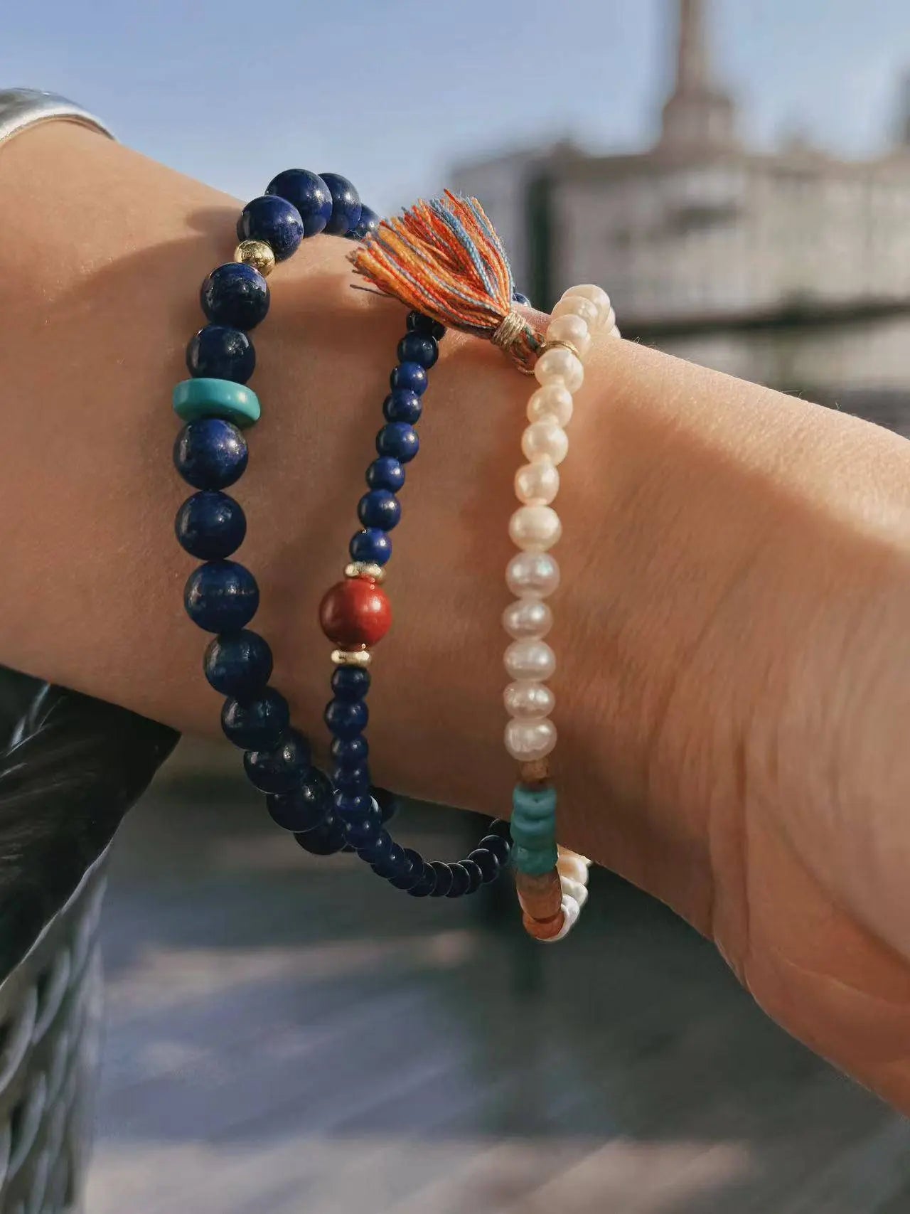 Pearl bracelet with tassels - Wander + Pray